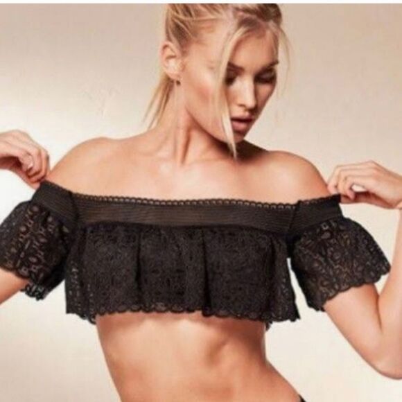NWT Victoria Secret Lace Off The Shoulder Bralette - Grey - Picture 6 of 10